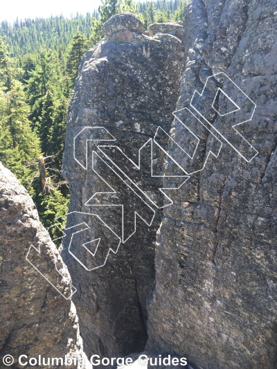 photo of Climbs with a Fist, 5.9  at Platform from Mt. Hood Crags