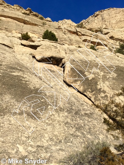 photo of Flake Out, 5.8+ ★★★ at Bridge Bands - Lower Central Wall from Cody Rock Climbing