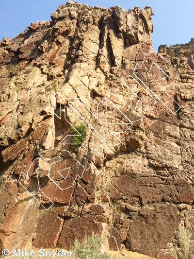 photo of Welcome to Billings, 5.8 ★★ at The Island from Cody Rock Climbing