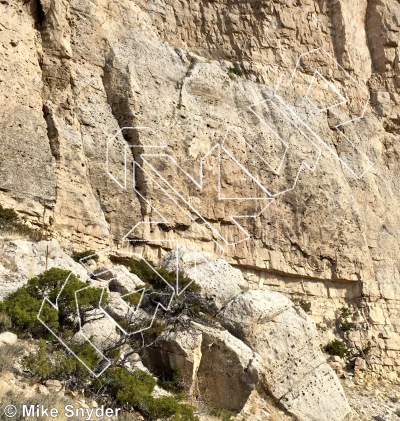 photo of Smokin' Gun, 5.12a ★★★★ at Bandit Wall from Cody Rock Climbing