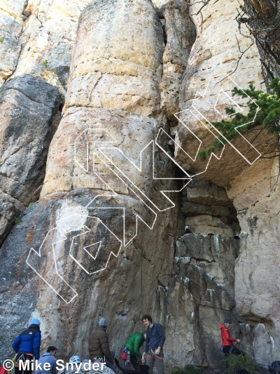 photo of The Mithras Equinox Shift Traverse #1, 5.10b ★★★ at Full Charge Wall from Ten Sleep