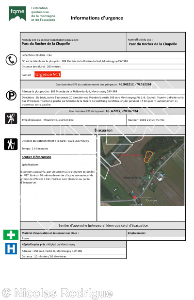 photo of Plan de mesure d'urgence,   at Rocher de la Chapelle from Québec: Montmagny-L'Islet 