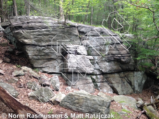 photo of Queen's Left Flank Traverse, V2 ★ at Swamp Queen Boulder from Powerlinez