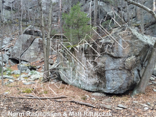 photo of Swamp Problems, V1/2 ★ at Swamp Boulder from Powerlinez