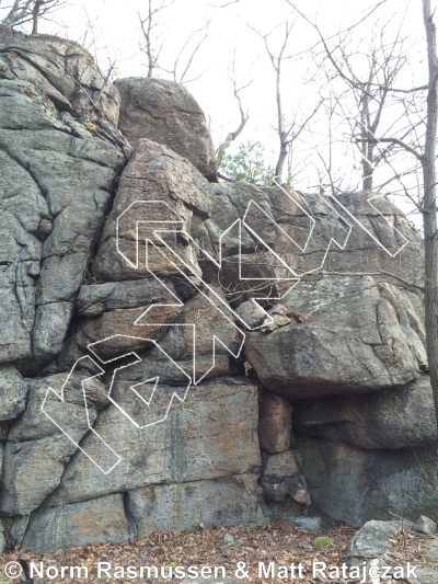 photo of Grilla Warfare, V2 ★★ at Armed Services Boulders (Upper Upper Loop) from Powerlinez