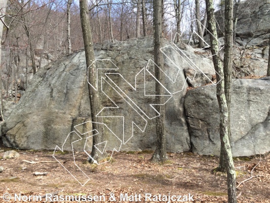 photo of Praying Mantle, V1/2 ★★ at Ramapaugh Boulder from Powerlinez