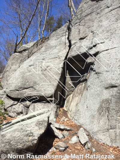 photo of Swallow Crack, V1 ★★★ at Munsee Outcrop from Powerlinez