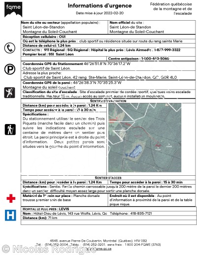 photo of Plan de mesure d'urgence ,   at Montagne du Soleil Couchant from Québec: Saint Léon de Standon