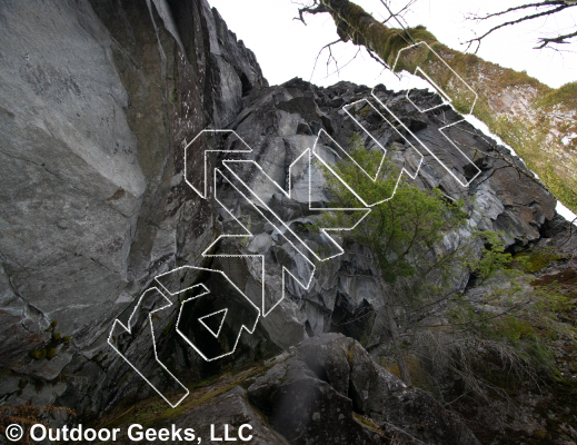 photo of Guillotine, 5.10a/b ★★ at Shangri-La from Exit 38 Rock Climbs