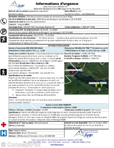 photo of Informations FQME,   at Le Cap à l'Aigle from Québec: Parois d'escalade du Saguenay