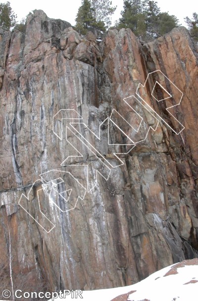 photo of Prélude et Fugue, 5.10c ★★ at Le Cap Saint-François from Québec: Parois d'escalade du Saguenay