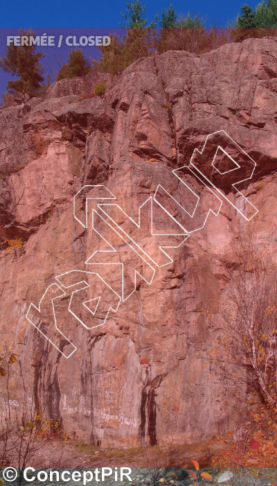 photo of Brayer pour « brailler », 5.11a ★★ at Le Donjon from Québec: Parois d'escalade du Saguenay