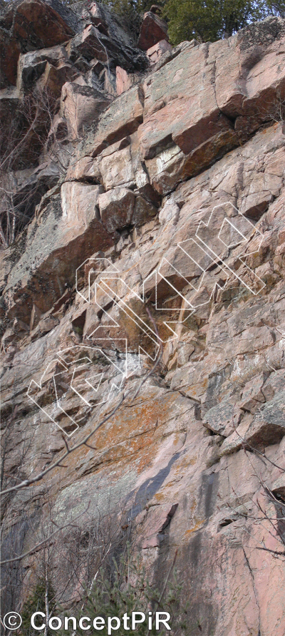 photo of Suspense en prolongation, 5.12a  at Le Forum from Québec: Parois d'escalade du Saguenay