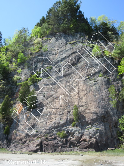 photo of L'Action indirecte, 5.10a  at Le Grand Mur from Québec: Parois d'escalade du Saguenay