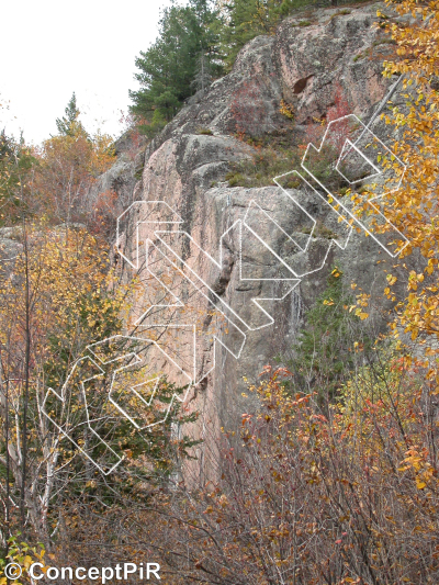 photo of La Bedaine à Judas, 5.12a  at Le Mur des Lamentations from Québec: Parois d'escalade du Saguenay