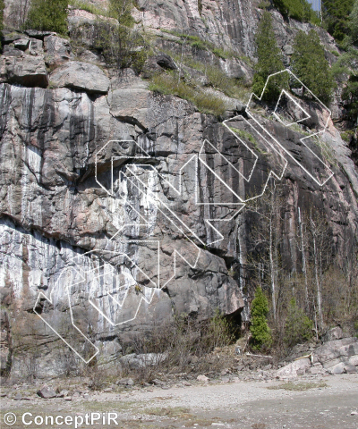 photo of Les Voiles du bateau fantôme, 5.12a ★ at Le Naufragé from Québec: Parois d'escalade du Saguenay