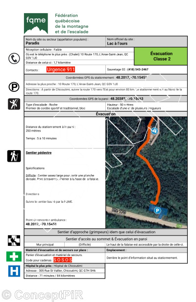 photo of Informations FQME,   at Le Paradis from Québec: Parois d'escalade du Saguenay