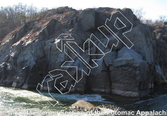 photo of Reverse Chimney, 5.2  at Flat Iron from Great Falls of the Potomac
