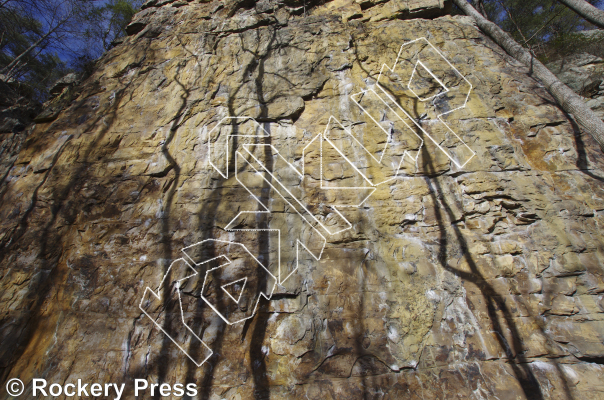 photo of Fish-Eyed Fool, 5.10b ★★★ at Sanford Wall from Foster Falls