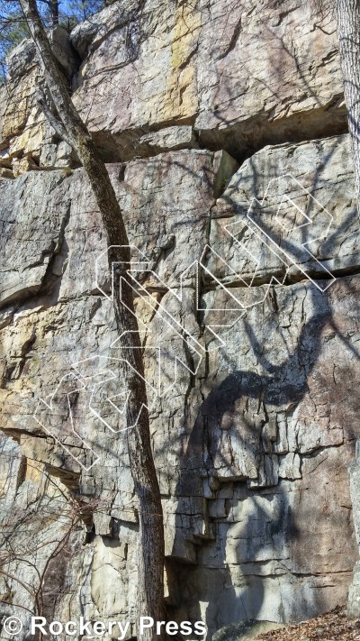 photo of Two Crimps and a Compression, 5.10d  at Uphill and Inbetween Wall from Foster Falls