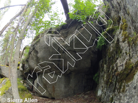 photo of Tree Hugger, V3 ★ at Roadside Problems from Yukon Bouldering