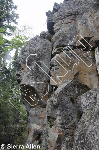 photo of Shark Fin Soup, V4 ★★ at Macrae East from Yukon Bouldering