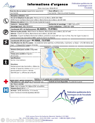 photo of Informations d'urgence,   at Informations from Québec: La Forêt Ouareau