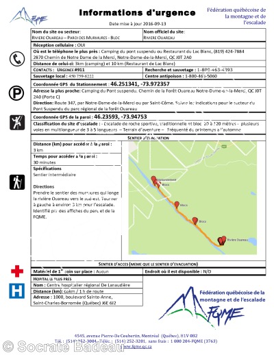 photo of Informations d'urgence,   at Informations from Québec: La Forêt Ouareau