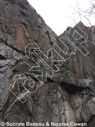 photo of Unknow , 5.10a ★★ at STD Wall  from Québec: Mont Rigaud