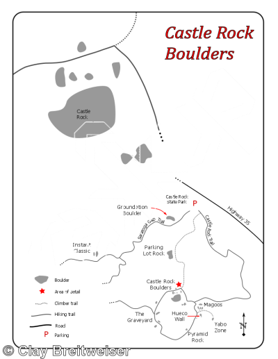 photo of The Beak Traverse, V4 ★★★ at Castle Rock Boulders from Castle Rock Bouldering