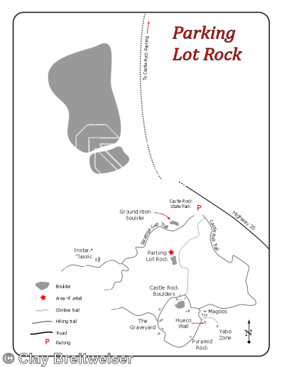photo of Lieback, V1 ★★ at Parking Lot Rock from Castle Rock Bouldering