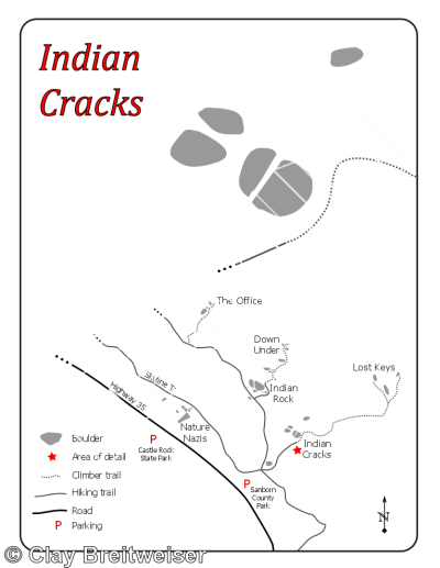 photo of Red Knobs, V2  at Indian Cracks from Castle Rock Bouldering