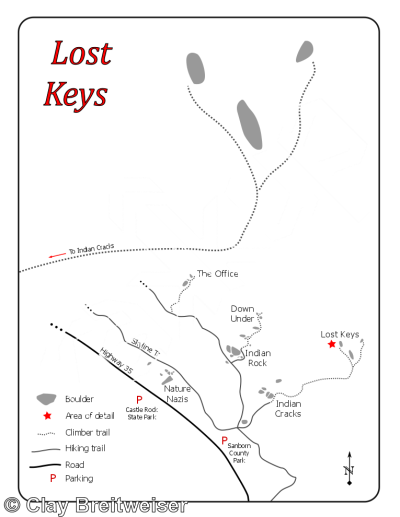 photo of Lost Keys, V3  at Lost Keys Boulder from Castle Rock Bouldering