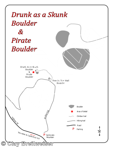 photo of Rupert's Ride, V2 ★★ at Pirate Boulder from Castle Rock Bouldering