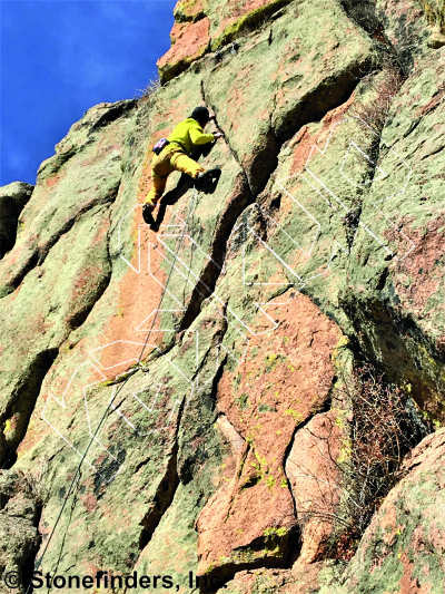 photo of Thin Red Line, 5.11a ★★★ at The Outpost from Devil's Head Climbing