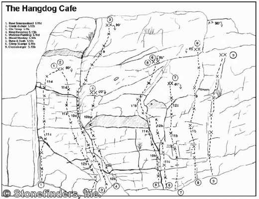 photo of King Hangdog, 5.13d ★★★★★ at Hangdog Cafe' from Devil's Head Climbing