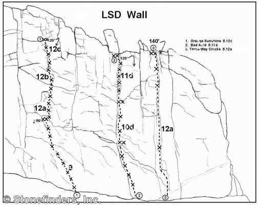 photo of Three Way Cracks, 5.12a ★★★ at LSD Wall from Devil's Head Climbing