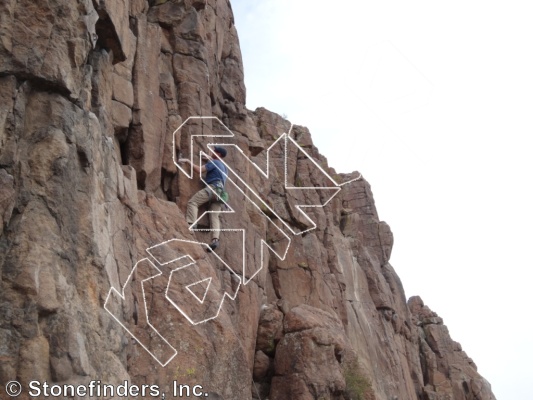 photo of Resident Bush , 5.9+ ★★ at Trad Lands from North Table Mountain Climbing