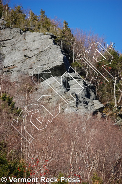 photo of Bat Cave Buttress from Vermont Rock