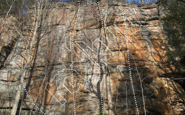 photo of End of Innocence, 5.11c ★★ at Cotton Top from New River Rock Vol. 1