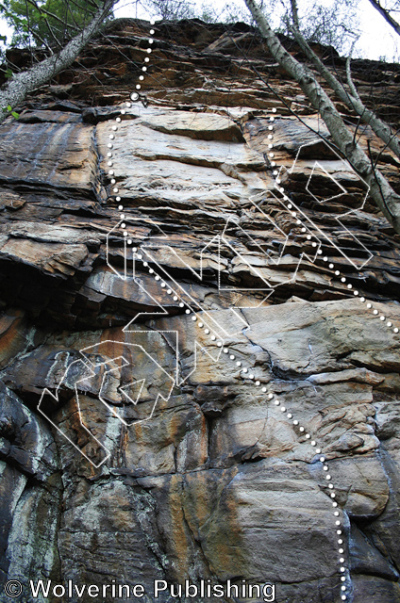 photo of Layback and Enjoy It, 5.10d ★★★ at Sandstonia Left — Tattoo Wall from New River Rock Vol. 1