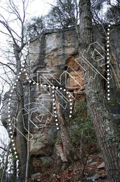 photo of Skewered, 5.12c  at Head Wall Left Side from New River Rock Vol. 1