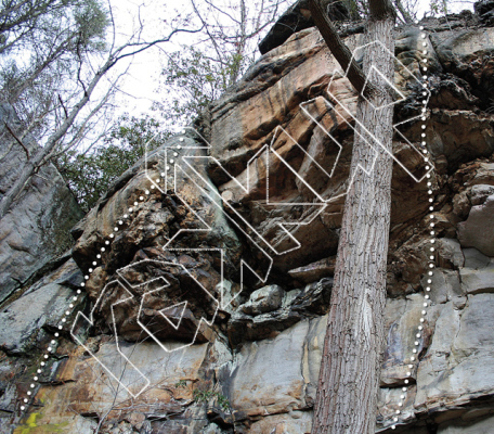 photo of Grimper De Pouvoir, 5.12b ★★ at The French Wall from New River Rock Vol. 1