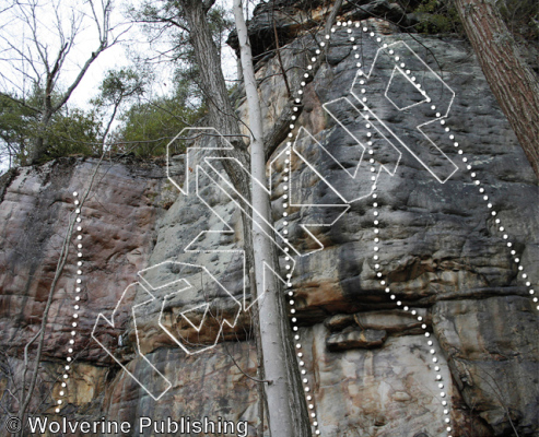 photo of Pounded Puppies, 5.11d ★★ at Ames Wall Left from New River Rock Vol. 1