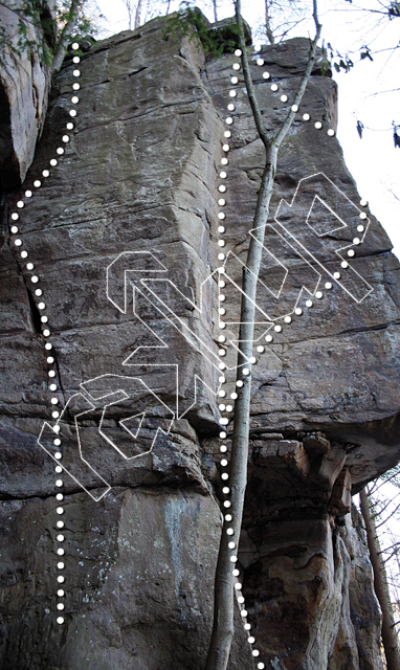 photo of A Touch of Tango, 5.11c ★★★ at Bridge Buttress from New River Rock Vol. 1
