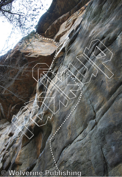 photo of Grand Space, 5.11b ★★★ at Orchard Buttress from New River Rock Vol. 1