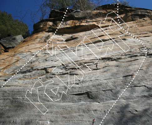 photo of The Racist, 5.13b ★★★★ at Snake Buttress from New River Rock Vol. 1