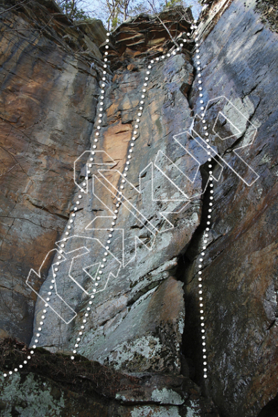 photo of Lobster in Cleavage Probe, 5.10a ★ at Scream Seam Area from New River Rock Vol. 1