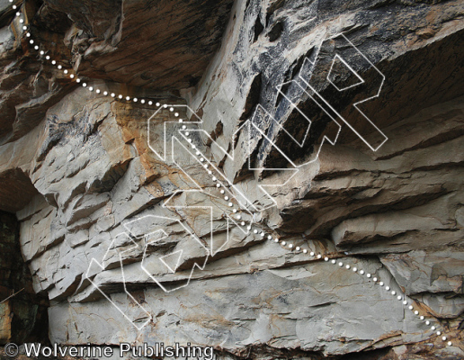 photo of Titan’s Dice, 5.13a ★★★★ at Dr. Ruth’s Big Buttress from New River Rock Vol. 1