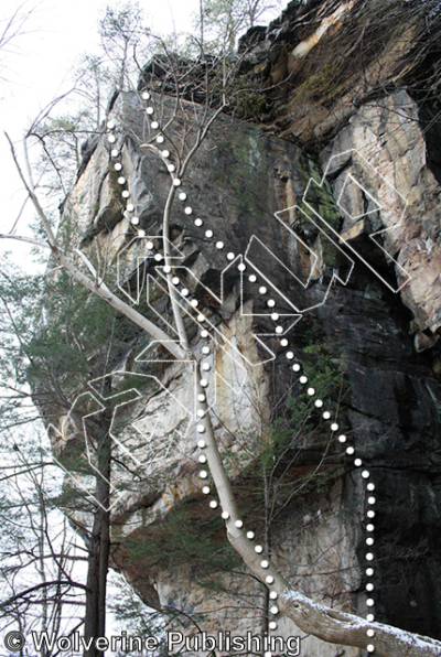 photo of Reed’s Arête, 5.12b ★★ at Keeney’s Buttress from New River Rock Vol. 1